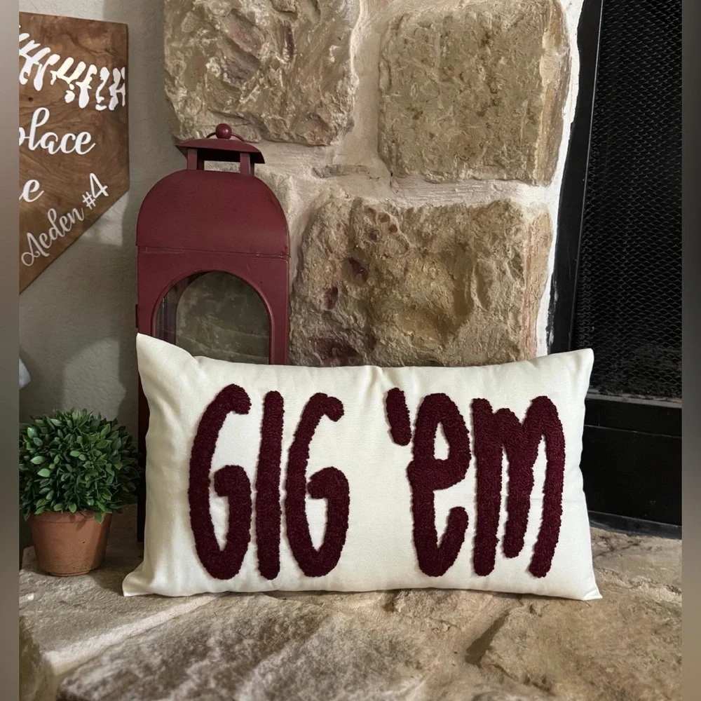 Gig ‘Em Chenille Pillow